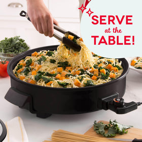 DASH skillet cool-touch handles for safe transfer from stove to table.
