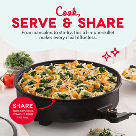 DASH skillet nonstick surface allows quick cleanup after pancakes or stir-fry.