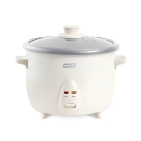 DASH family-sized rice cooker top view shows large capacity for family meals.