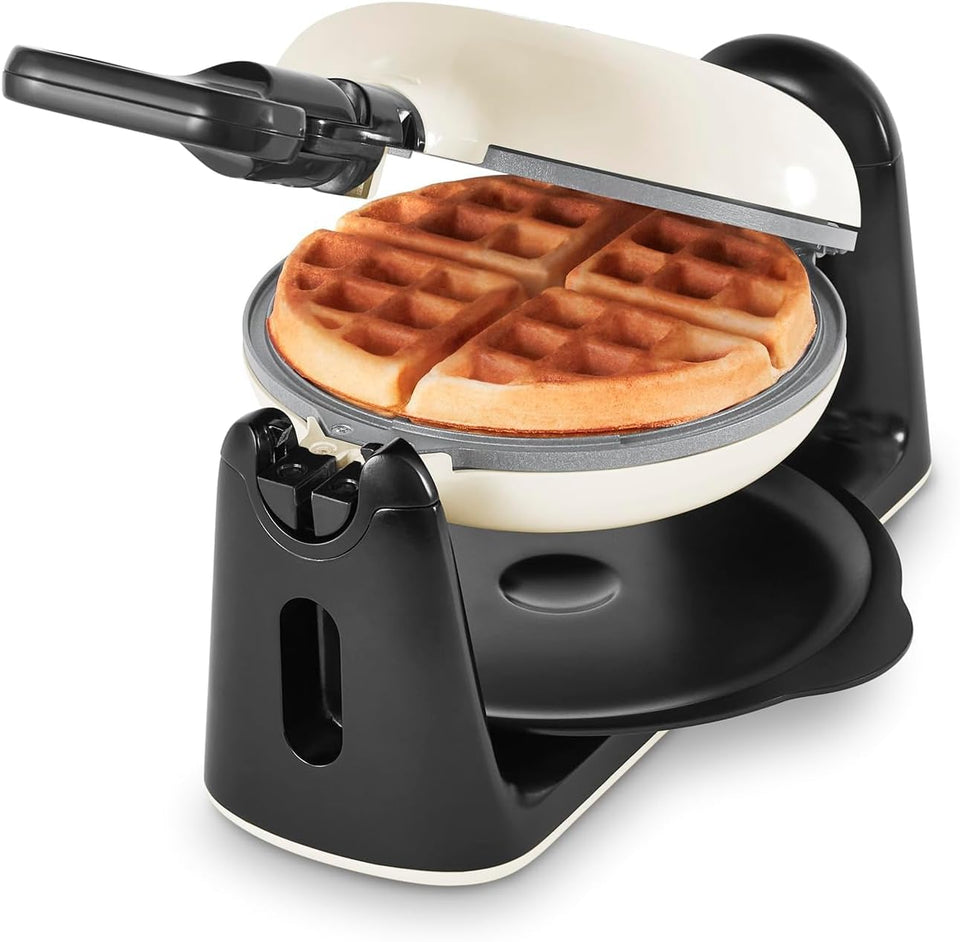 Dash Flip Belgian Waffle Maker with ceramic nonstick plates for easy release.