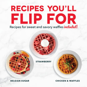 Dash Flip Belgian Waffle Maker stands upright for compact storage.