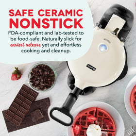 Dash Flip Belgian Waffle Maker has indicator lights for precise timing.