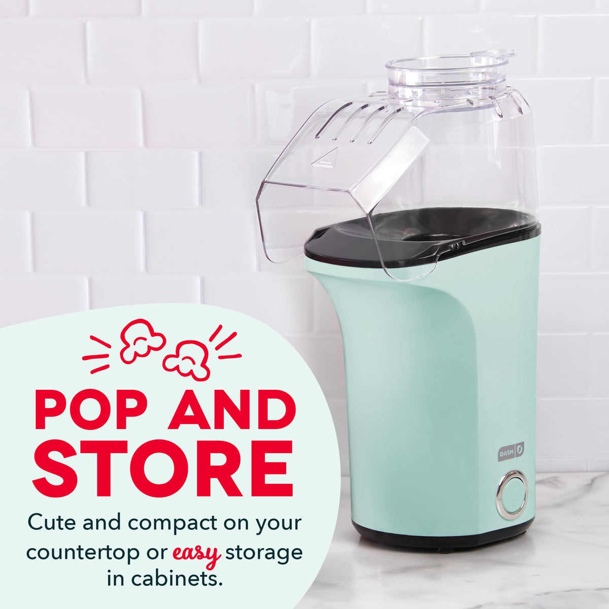 DASH Fresh Pop popcorn maker set up for a family night with bowls and popcorn