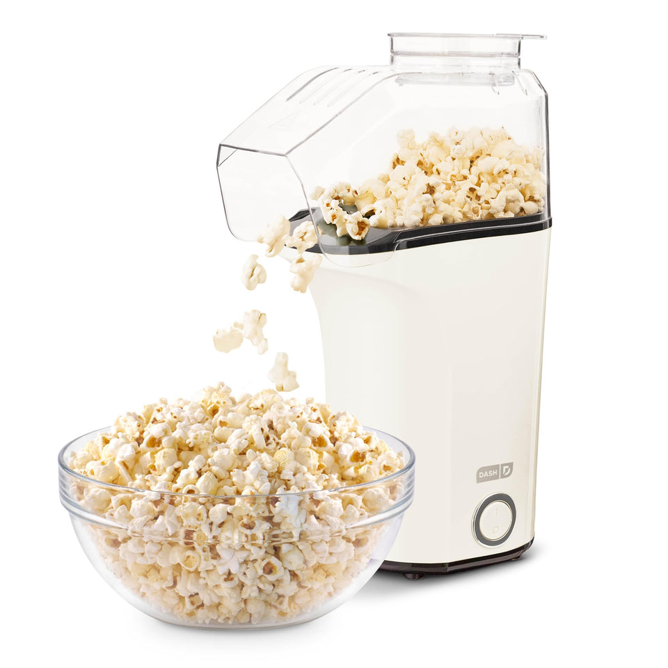 DASH Fresh Pop Popcorn Maker front view highlighting oil-free popcorn for healthier snacking at home.
