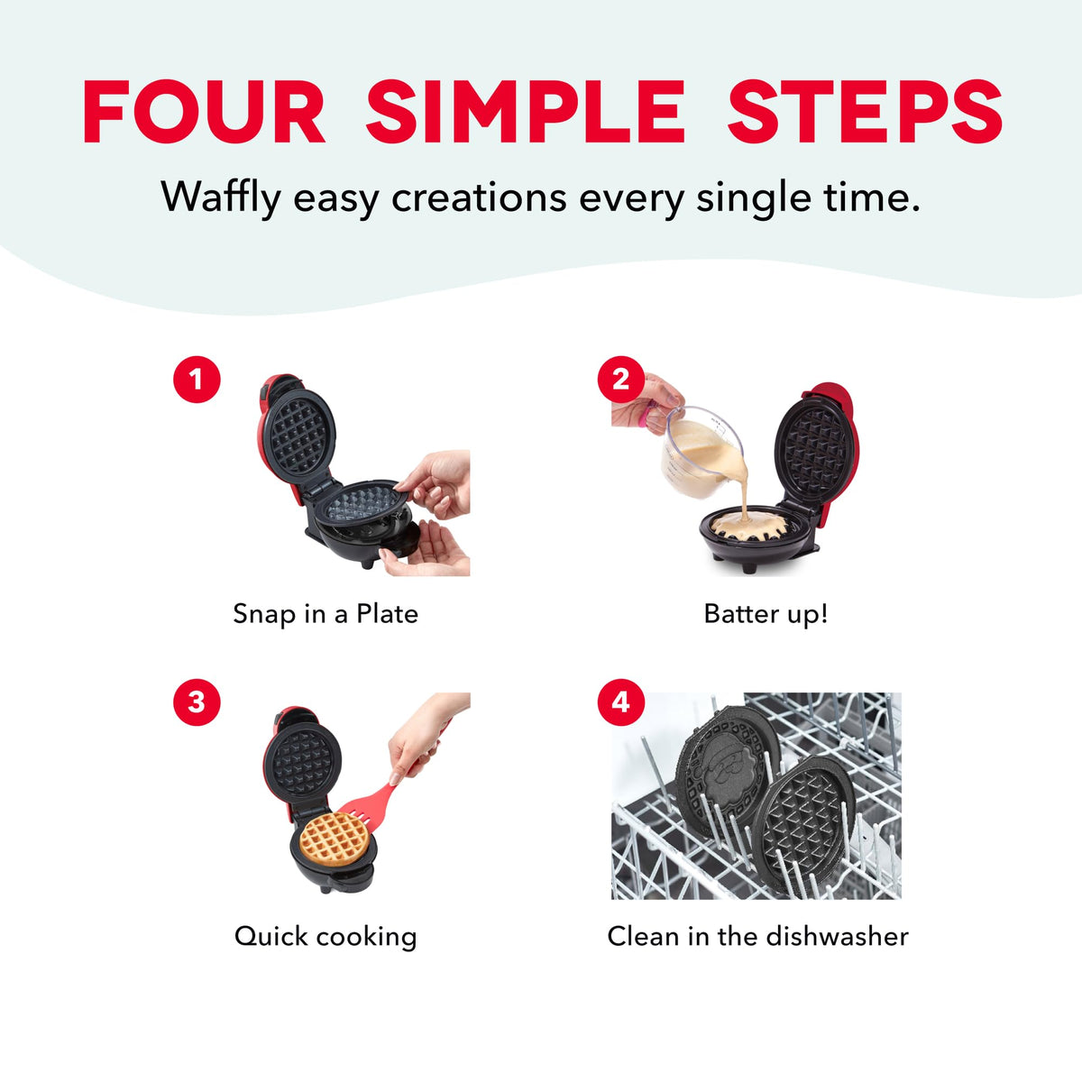 DASH Holiday MultiMaker Classic plate 1 provides quick, familiar waffles for busy mornings
