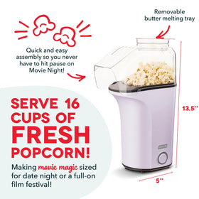 DASH 16-cup capacity pops large batches quickly for gatherings.