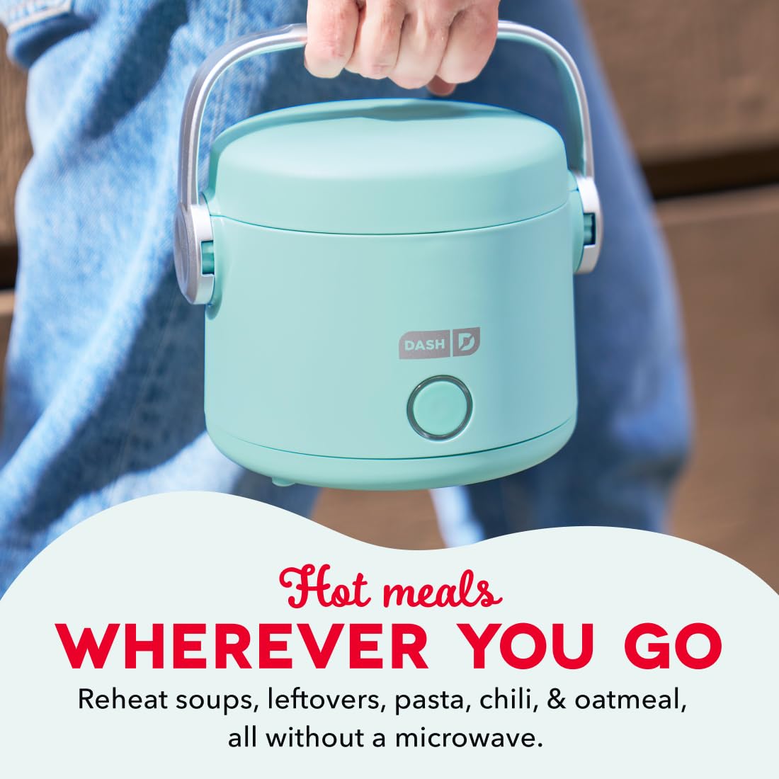 Dash Hot2Go Aqua detachable cord for compact storage and travel convenience.