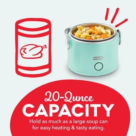 Dash Hot2Go Aqua silicone locking lid keeps contents secure during transit.