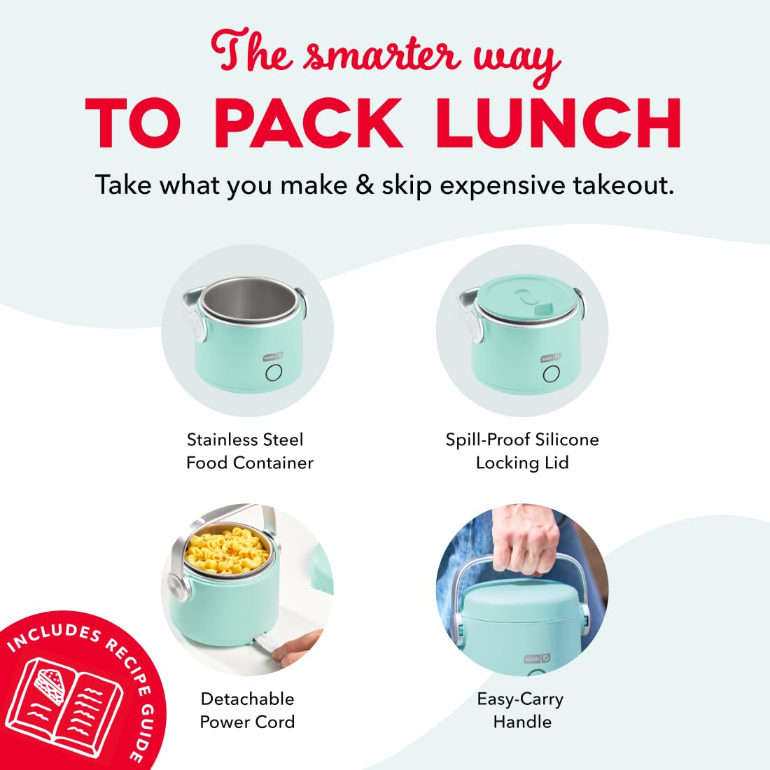 Dash Hot2Go Aqua stainless steel storage insert simplifies filling and cleaning.