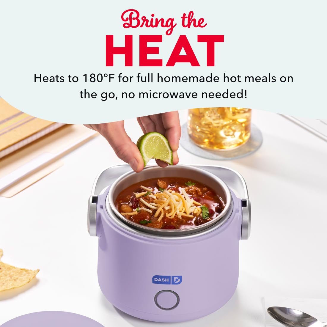 DASH Hot2Go lavender with open lid, showing easy filling and cleaning