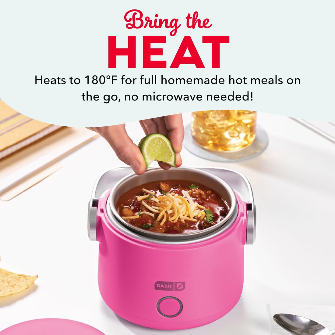 Dash Hot2Go stainless insert delivers even heat for leftovers.