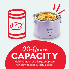 DASH Hot2Go lavender stainless steel insert for reheating leftovers