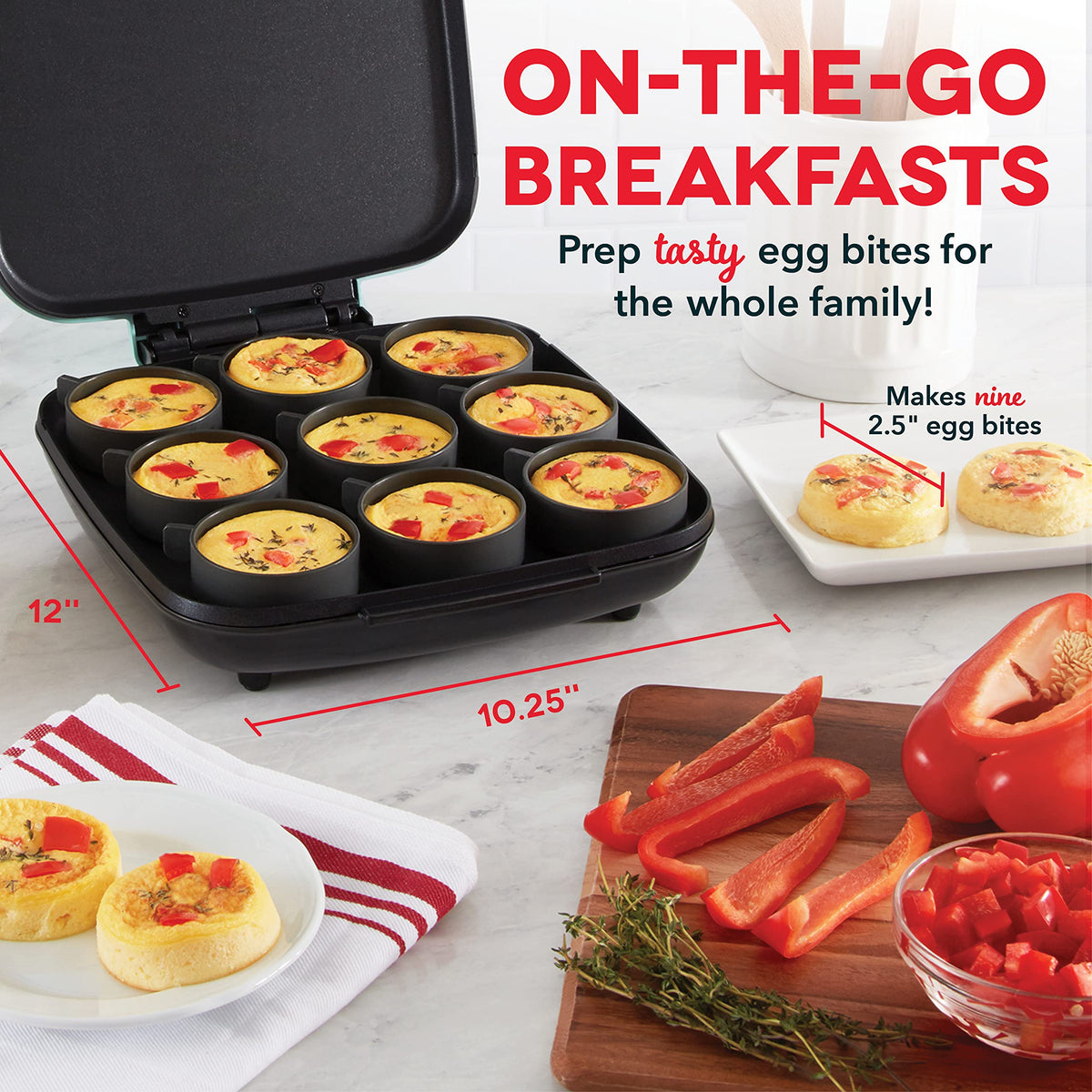 DASH large-capacity egg bite maker serving nine bites
