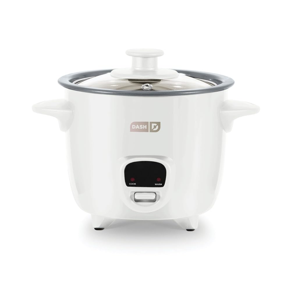 Dash Mini Ceramic Rice Cooker compact design fits small kitchens and dorms.