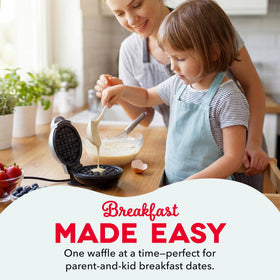DASH Mini Waffle Maker PTFE nonstick surface, effortless food release for clean meals.