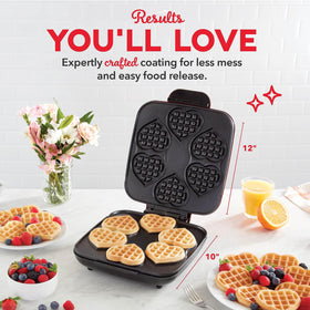 Dash Multi Mini Heart Waffle Maker compact design fits crowded countertops