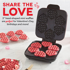 Dash Multi Mini Heart Waffle Maker with dual nonstick plates ensures even browning