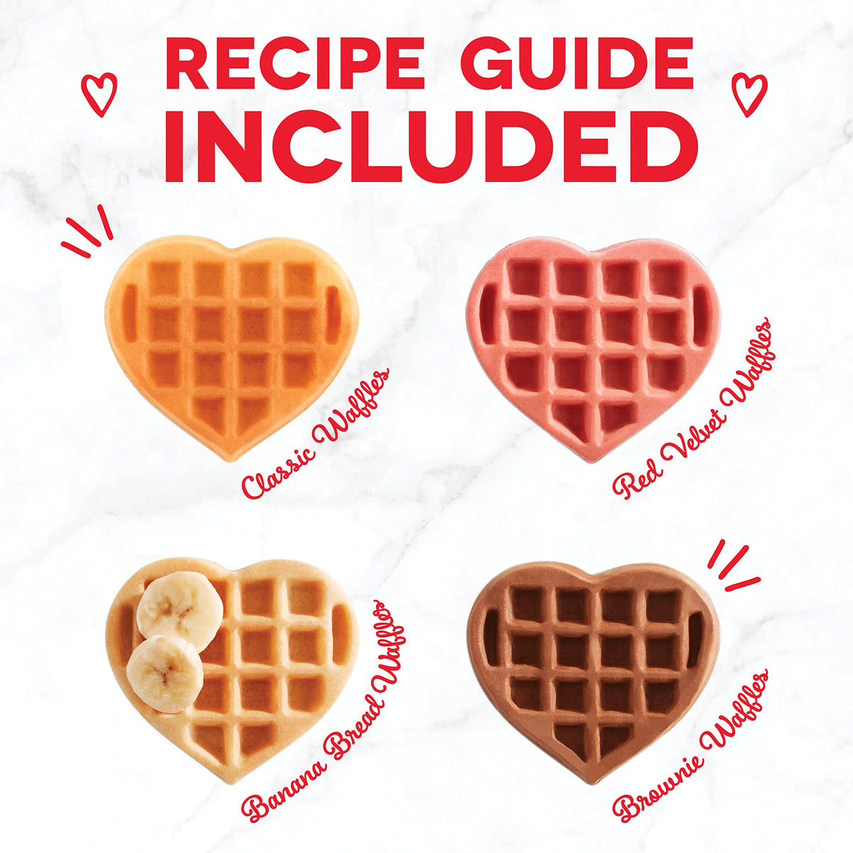 Dash Multi Mini Heart Waffle Maker easy-release surface lets waffles pop out cleanly