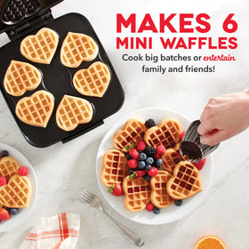 Dash Multi Mini Heart Waffle Maker indicator light helps timing for waffles