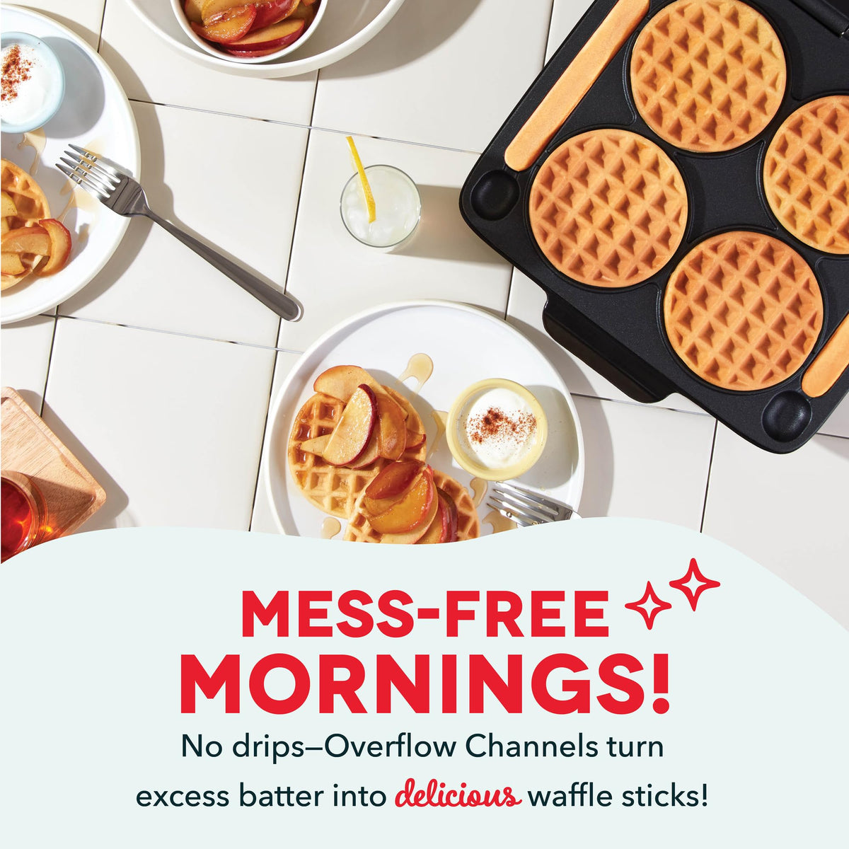 DASH Multi Mini Waffle Maker indicator light signals ready for pouring and serving