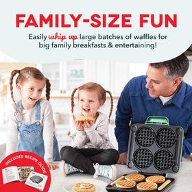 DASH Multi Mini Waffle Maker nonstick plates closeup shows smooth batter release