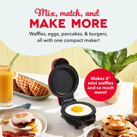 Dash MultiMaker Mini removable plates close-up highlights easy recipe swaps.