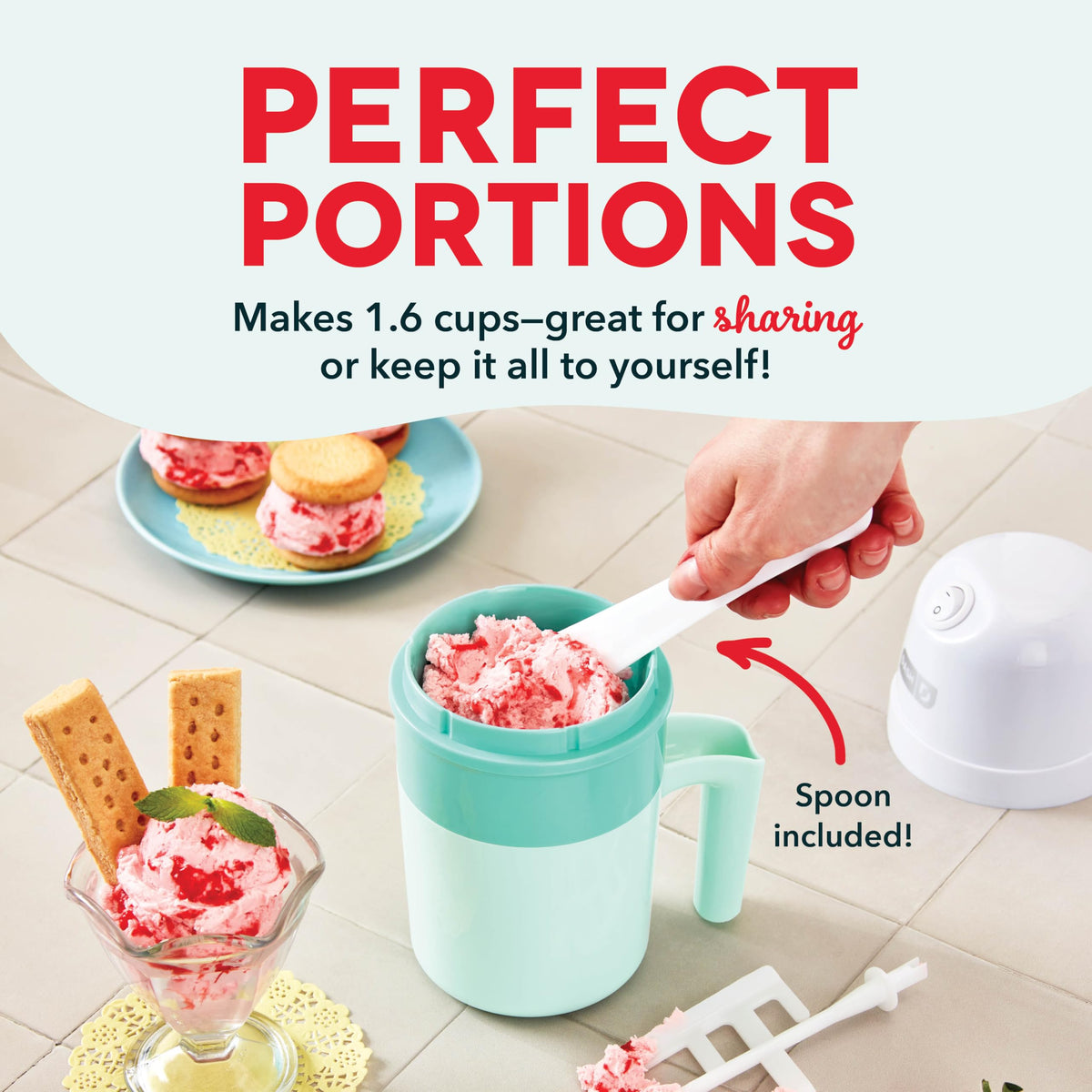 Dash My Pint fits in dorm room kitchens for convenient, small-scale desserts.