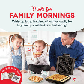 DASH No-Drip Waffle Maker Aqua indicator light signals ready waffles