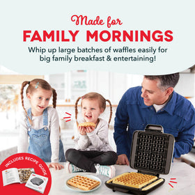 DASH No-Drip easy-release surface lifts waffles effortlessly.