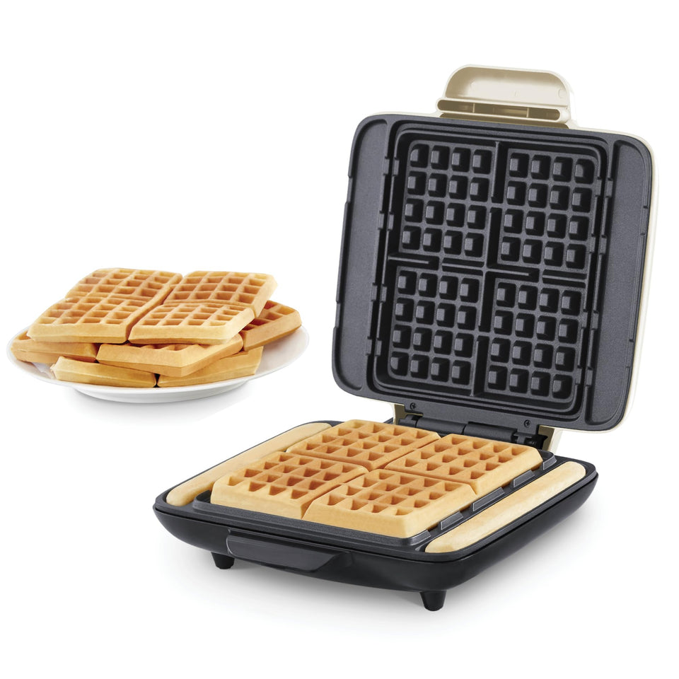 DASH No-Drip Waffle Maker four-mold plate for quick family waffles