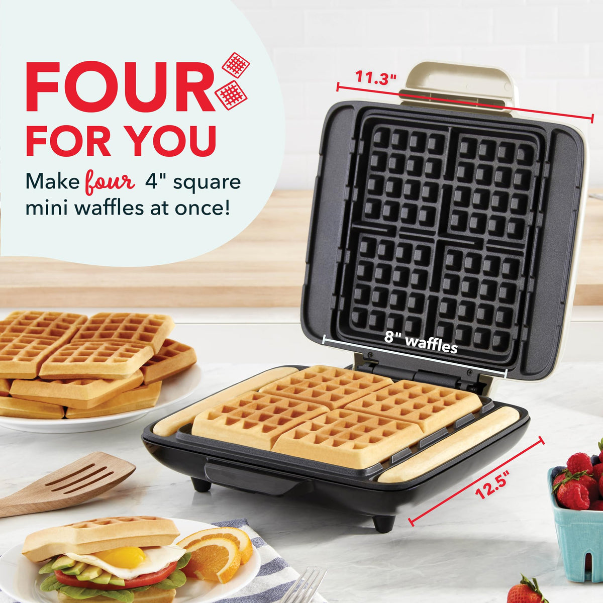 DASH No-Drip Waffle Maker nonstick surface for easy release