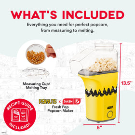 DASH Peanuts Fresh Pop popcorn maker in use, hot air pops oil-free snacks.