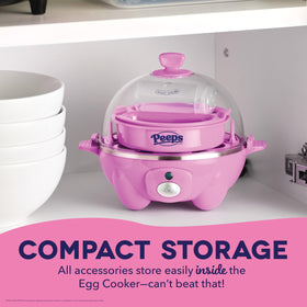 Dash PEEPS egg cooker dishwasher-safe parts for easy cleaning