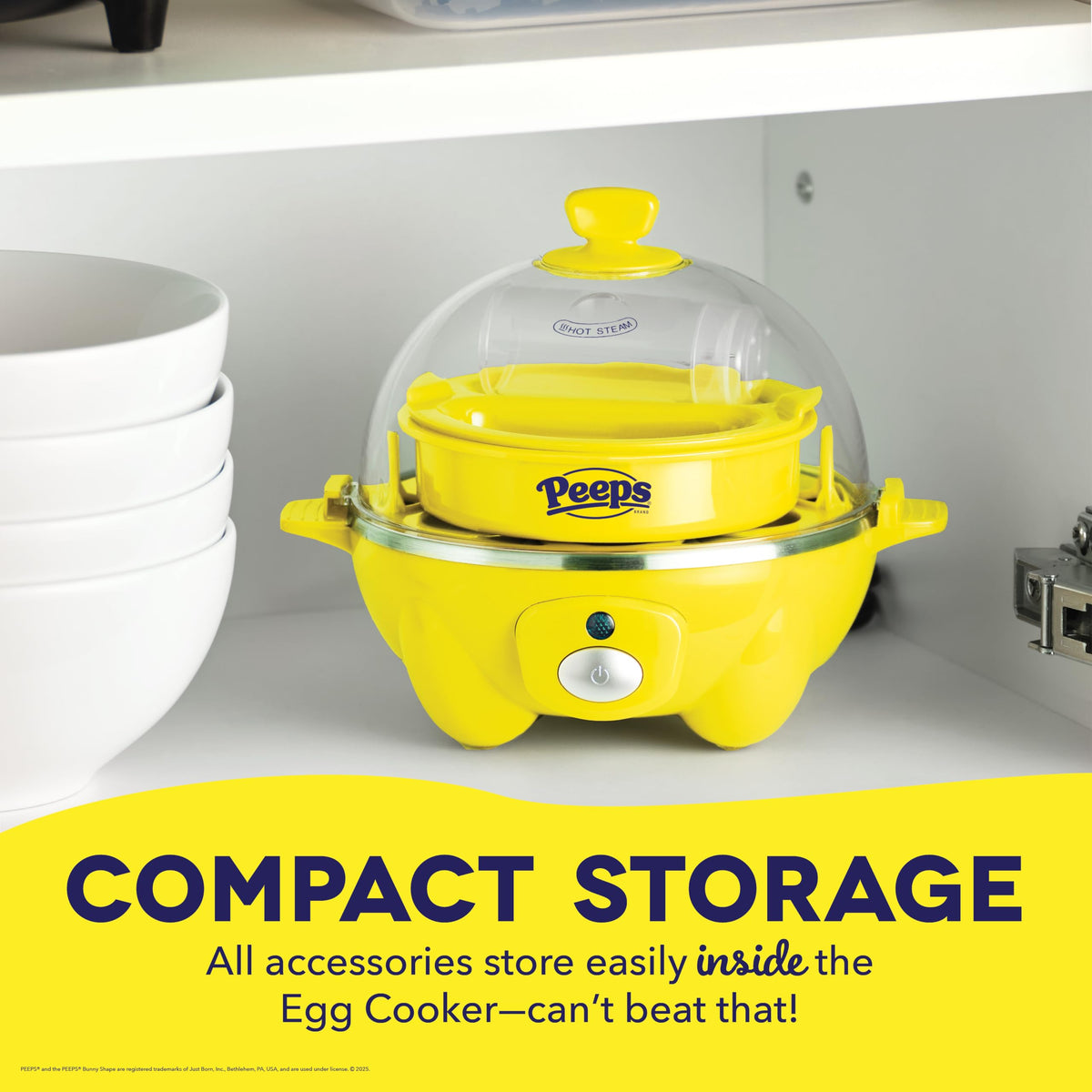 DASH Rapid Egg Cooker compact design saving counter space in a small kitchen