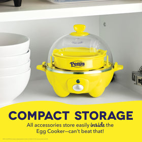 DASH Rapid Egg Cooker compact design saving counter space in a small kitchen