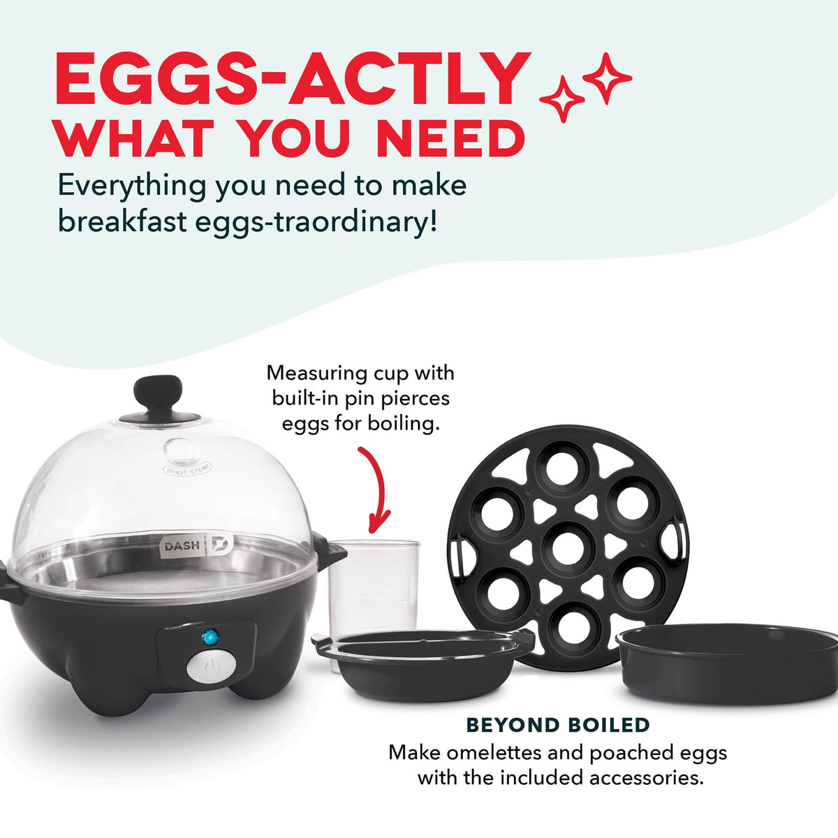 DASH Rapid Egg Cooker poaching tray with perfect poached eggs