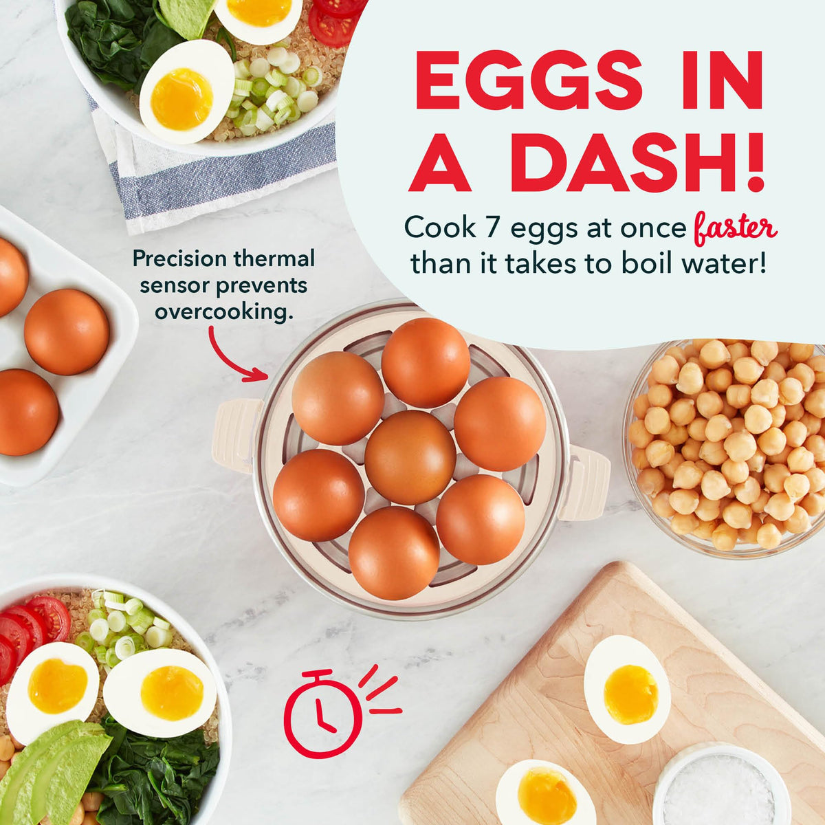 DASH Rapid Egg Cooker soft boiled eggs with precise timing