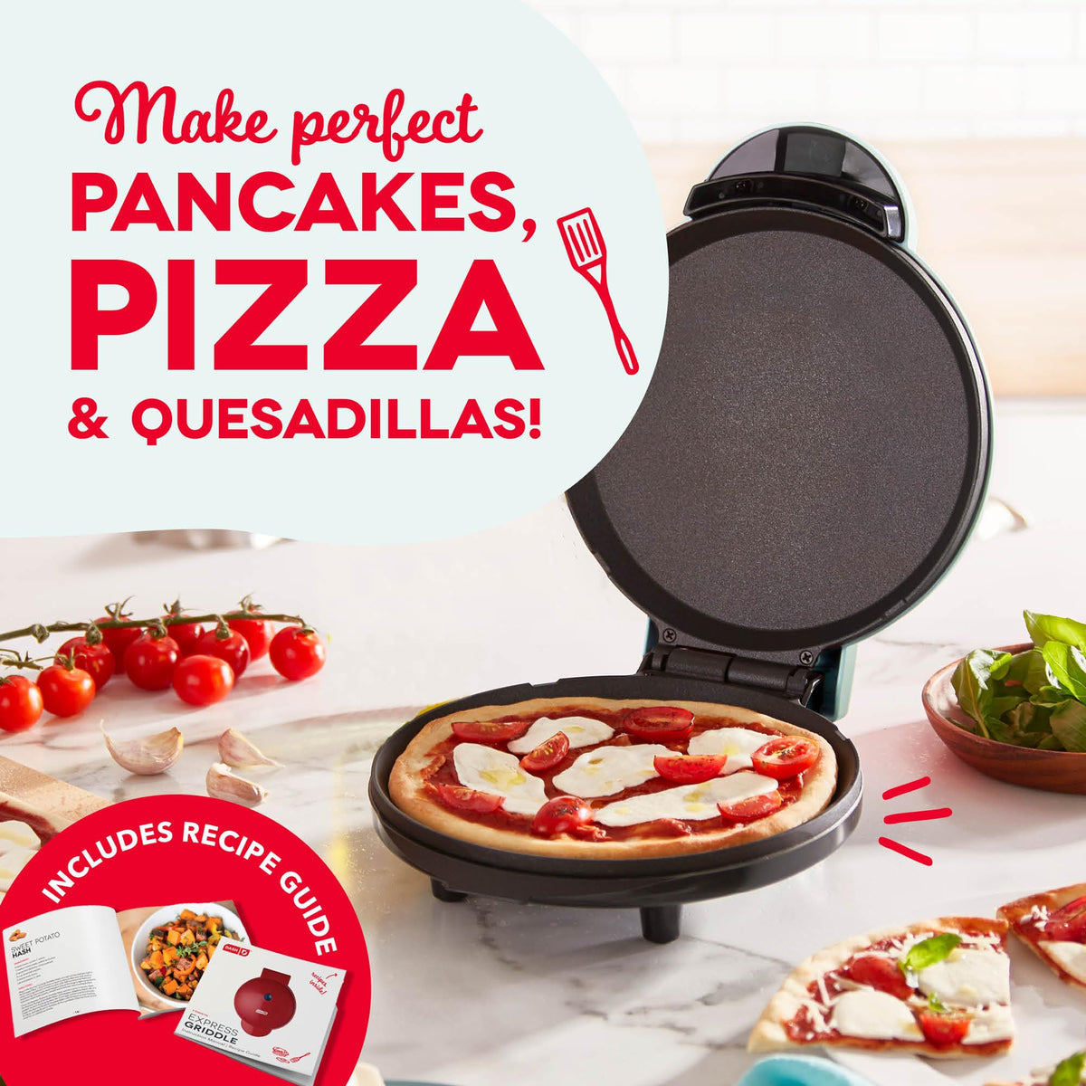 Dash Round Express Compact-Design in a small kitchen demonstrates space-saving versatility.