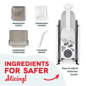 Dash Safe Slice Mandoline compact design fits on a crowded countertop