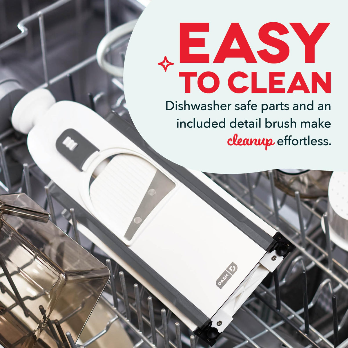Dash Safe Slice Mandoline dishwasher safe parts simplify cleanup after prep
