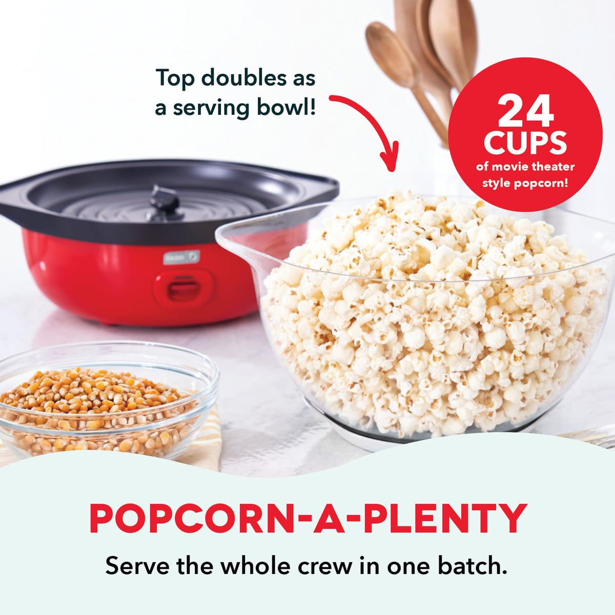 Butter melting tray in action on the Dash popcorn maker for rich flavor