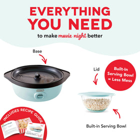 Dash SmartStore Deluxe measuring cup included for precise kernel portions.