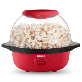 DASH SmartStore stirring popcorn maker red front view for quick theater-style popcorn at home.