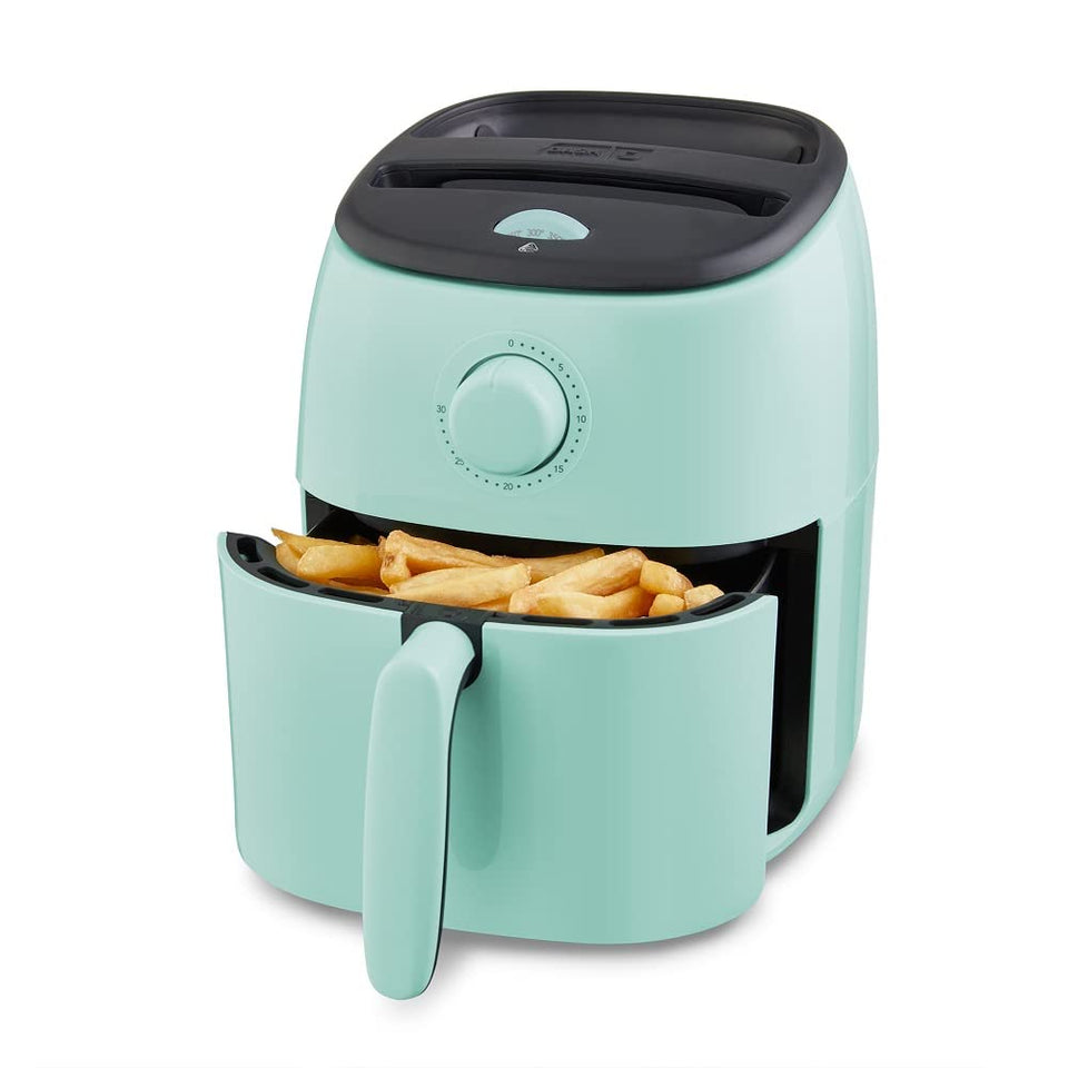 DASH Tasti-Crisp Air Fryer front view, compact design for small kitchens.