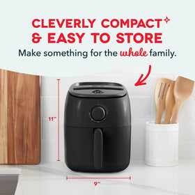 Dash Tasti-Crisp auto shut-off indicator signals precise, safe cooking.
