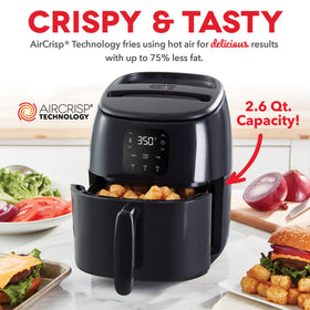 DASH Tasti-Crisp removable crisper drawer enables quick cleanup.