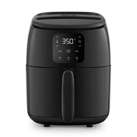 DASH Tasti-Crisp digital air fryer front view, compact design for small kitchens.