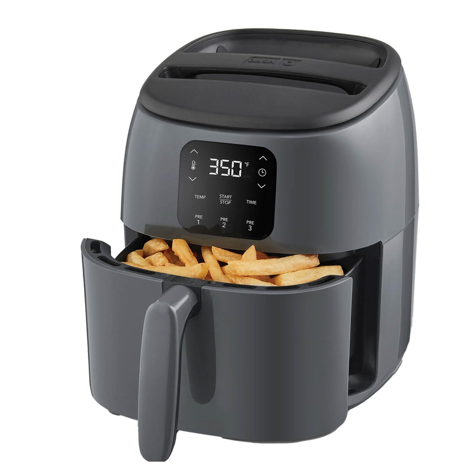 Dash Tasti-Crisp front view shows a compact air fryer for small kitchens.