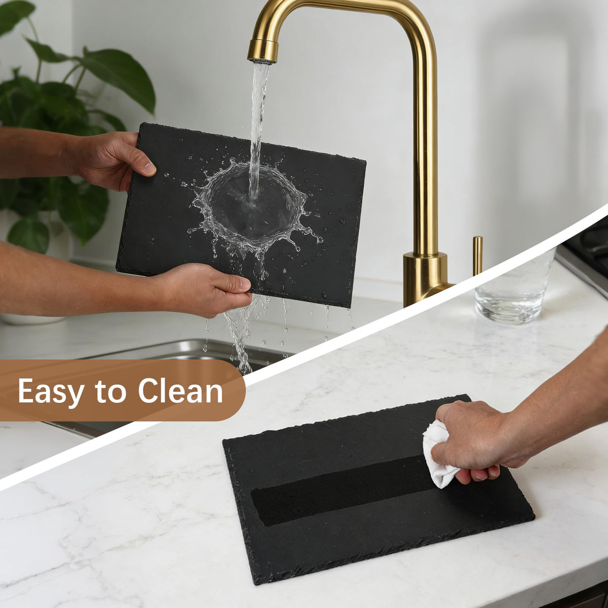 DASSNANE anti-slip base black slate board prevents sliding during serving.