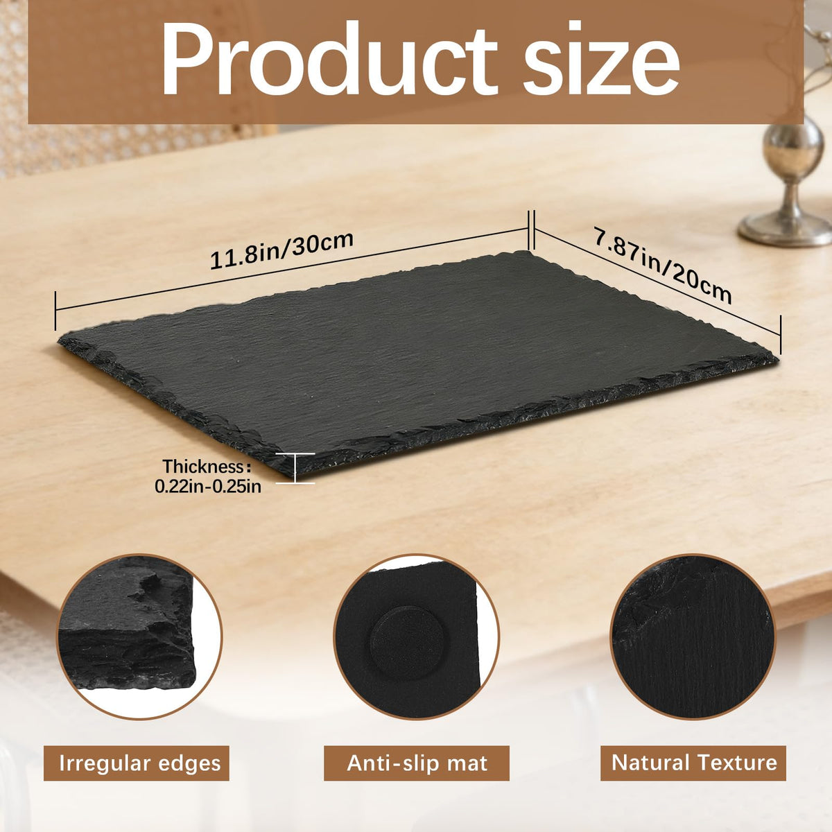 DASSNANE charcuterie board black slate 12x8 ideal for entertaining guests.